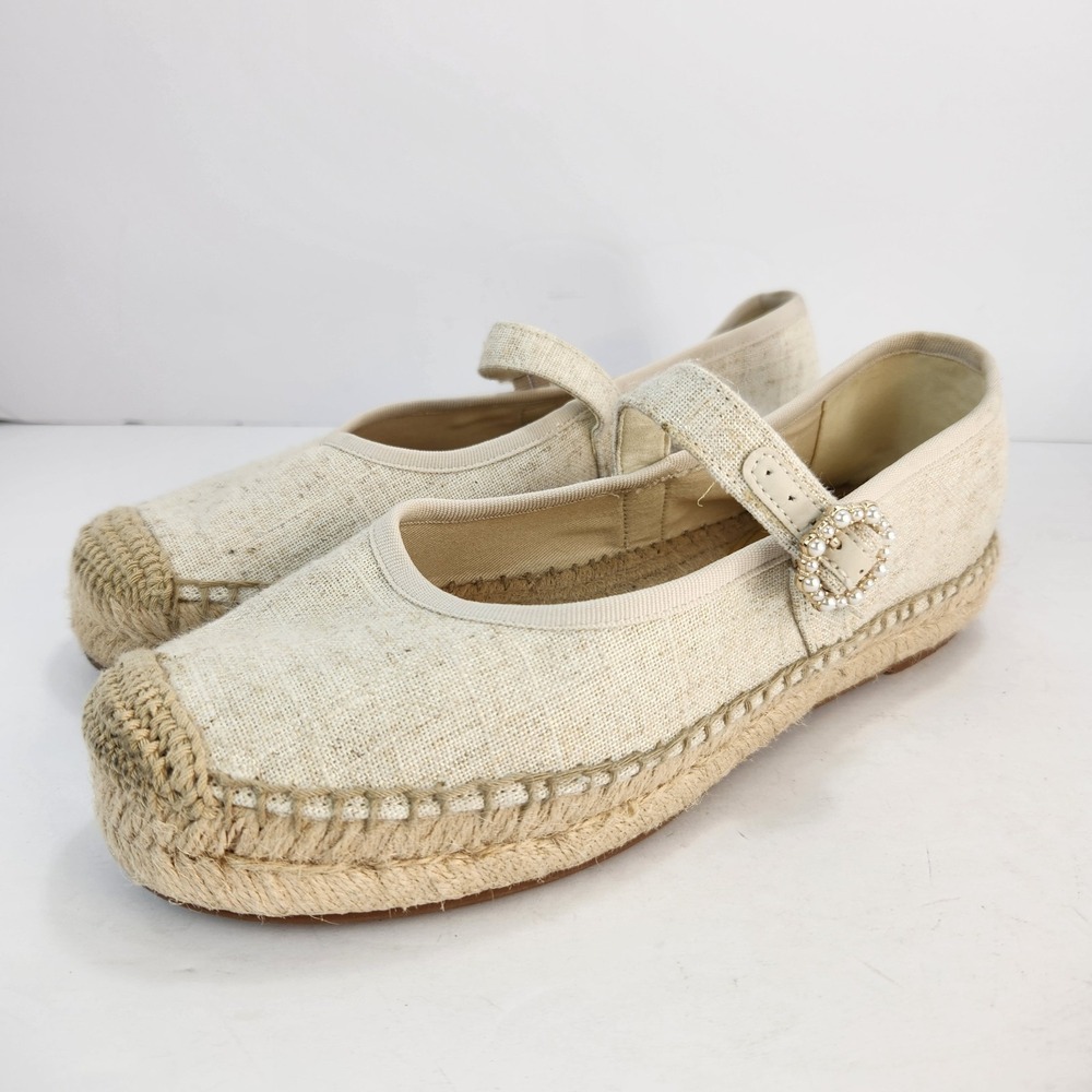 J. Crew Women's Minimalist Classy Espadrilles Mary Jane Beige Size 7.5